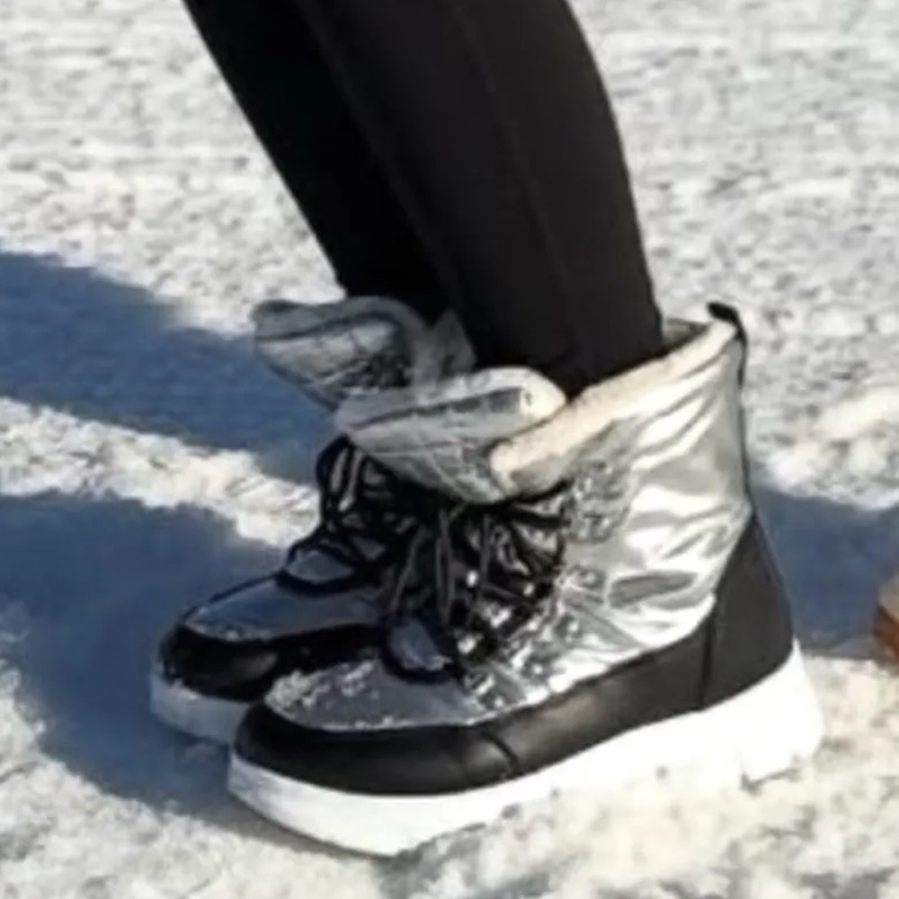 Black and Silver Winter Boots